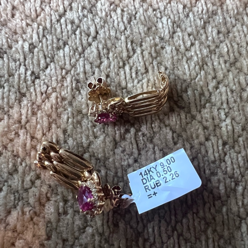 Ruby Diamond Earrings - image 2